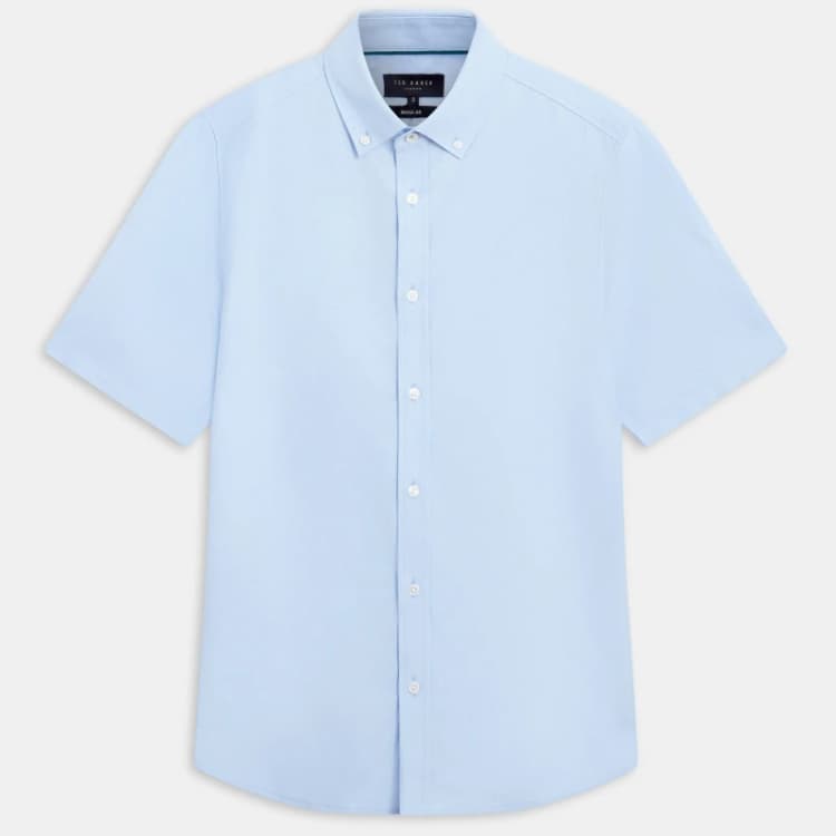 Image of Ted Baker SS Reg Fit Oxford Shirt Lt-Blue male XS (1)