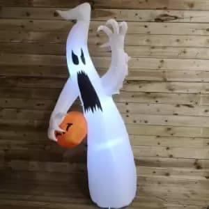 Image of 8ft 2.4m Inflatable Light Up Halloween Spooky Ghost Holding Pumpkin