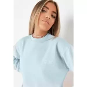 Image of Missguided Circle Slogan Oversized Sweater - Blue