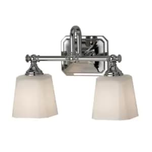 Image of IP44 Twin Wall Light Opal Etched Glass Shade Polished Chrome LED G9 3.5W