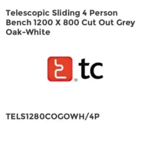 Image of TC Group Telescopic Sliding 4 Person Bench 1200 x 800 Cut Out Grey Oak-White