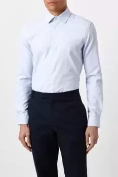 Image of Blue Slim Fit Two Tone Textured Smart Shirt