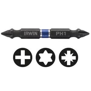 Image of IRWIN Impact Double-Ended Screwdriver Bits Phillips PH3 60mm (Pack 2)