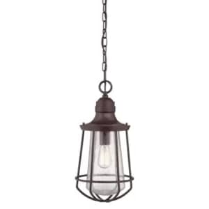 Image of IP23 1 Bulb Chain Lantern Light Western Bronze LED E27 60W d02297