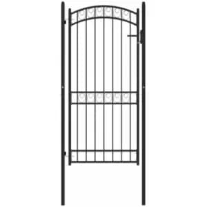 Image of Fence Gate with Arched Top Steel 100x200cm Black Vidaxl Black