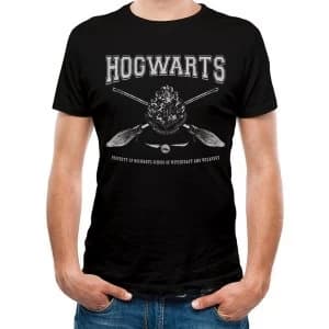 Image of Harry Potter - Unisex Collegiate Hogwarts T-Shirt (Black)