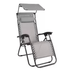 Image of Kingfisher Multi Position Garden Gravity Sun Lounger With Sun Canopy In Grey