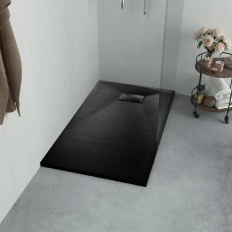 Image of Vidaxl Shower Base Tray Smc Black 80X80 Cm