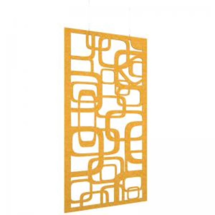 Image of Piano Chords Acoustic Patterned Hanging Screens In Yellow H2400 x W1200mm with Hanging Wires And Hooks - Bygone