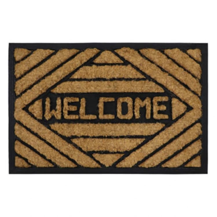 Image of JVL Tuffscrape Coir Lines, 40x60cm, Welcome Brown