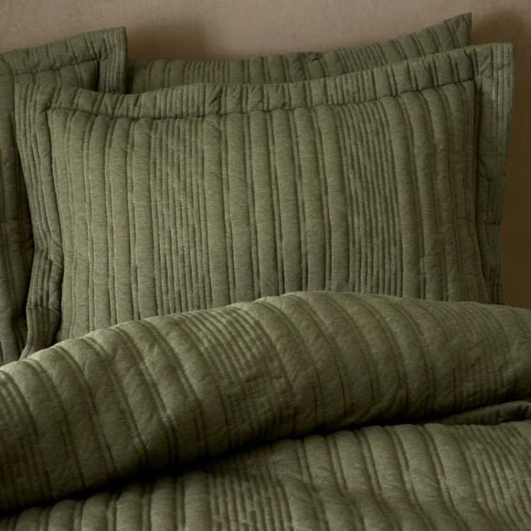 Image of Pineapple Elephant Tamba Jersey Stripe Quilted Oxford Pillowcase Pair Pillowcases Oxford Green 42866315020