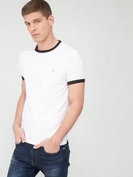 Image of Farah Groves Ringer T-Shirt - White, Size L, Men