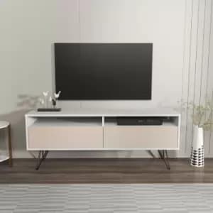 Image of Flay Modern Design tv Stand for TVs up to 65" - Beige and White - White and Beige - Decorotika