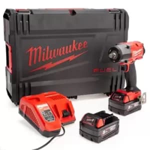 Image of Milwaukee M18 FMTIW2F12 Fuel 1/2" Impact Wrench with Friction Ring (2 x 5.0AH Ba