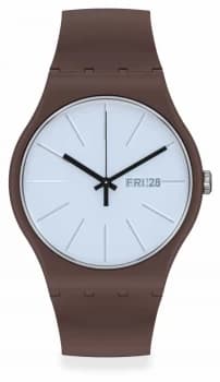 Image of Swatch LAKI Brown Silicone Strap Blue Dial SO29M701 Watch