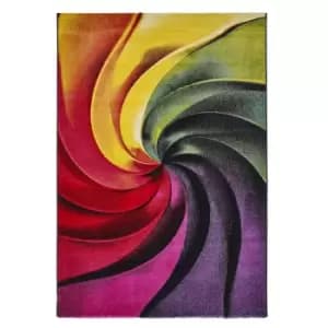 Image of Jewel Bright Spiral Hand Carved Rug