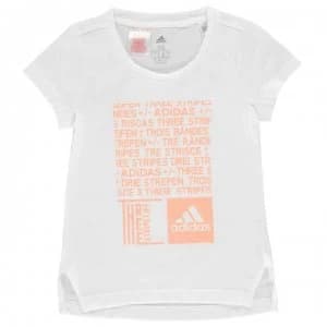 Image of adidas TR Graphic T Shirt Junior Girls - White/Coral