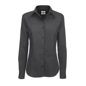 Image of B&C Womens/Ladies Sharp Twill Long Sleeve Shirt (XL) (Dark Grey)