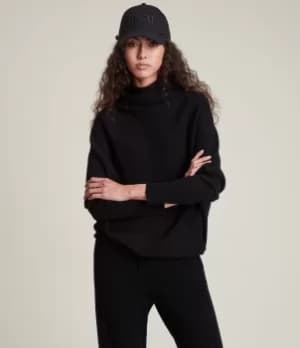 Image of AllSaints Womens Ridley Cashmere Blend Jumper, Black, Size: S