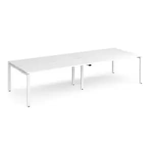 Image of Bench Desk 4 Person Rectangular Desks 2800mm White Tops With White Frames 1200mm Depth Adapt