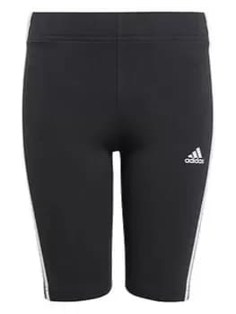 Image of adidas Older Girls Cycling Shorts - Black/White, Size 5-6 Years, Women