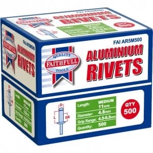 Image of Faithfull Aluminium Pop Rivets 4.8mm 11mm Pack of 500