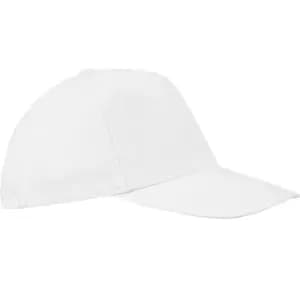 Image of SOLS Unisex Buzz 5 Panel Baseball Cap (ONE) (White)