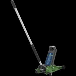 Image of Sealey Trolley Jack Low Entry with Rocket Lift 3 Tonne Hi Vis Green