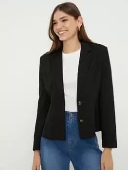 Image of Dorothy Perkins Textured Cropped Blazer - Blazer, Black, Size 10, Women