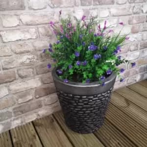 Image of Gibraltar Grey Pewter Pebble Effect Garden Planter 32cm