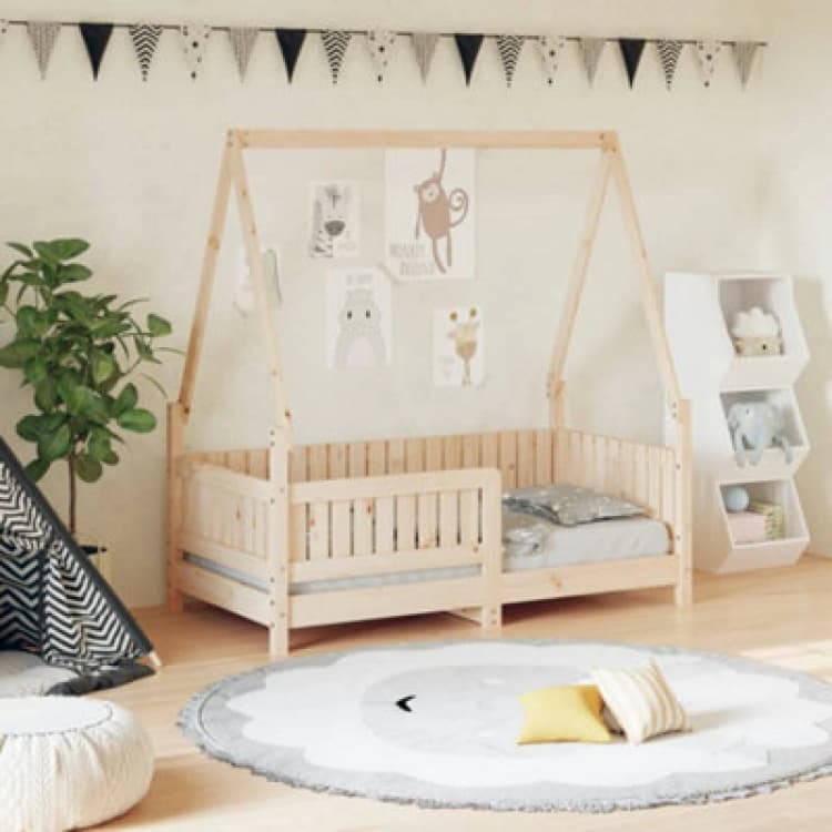 Image of Vidaxl Kids Bed Frame 70X140 Cm Solid Wood Pine