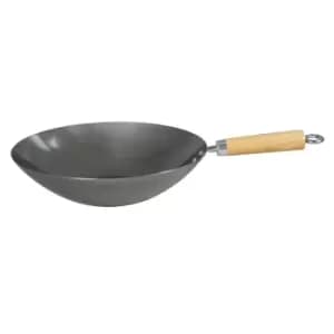 Image of Dexam 30cm Heavy Gauge Uncoated Carbon Steel Wok Silver