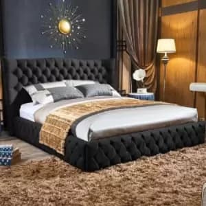 Image of Gerald Bed Small Double Plush Velvet Black
