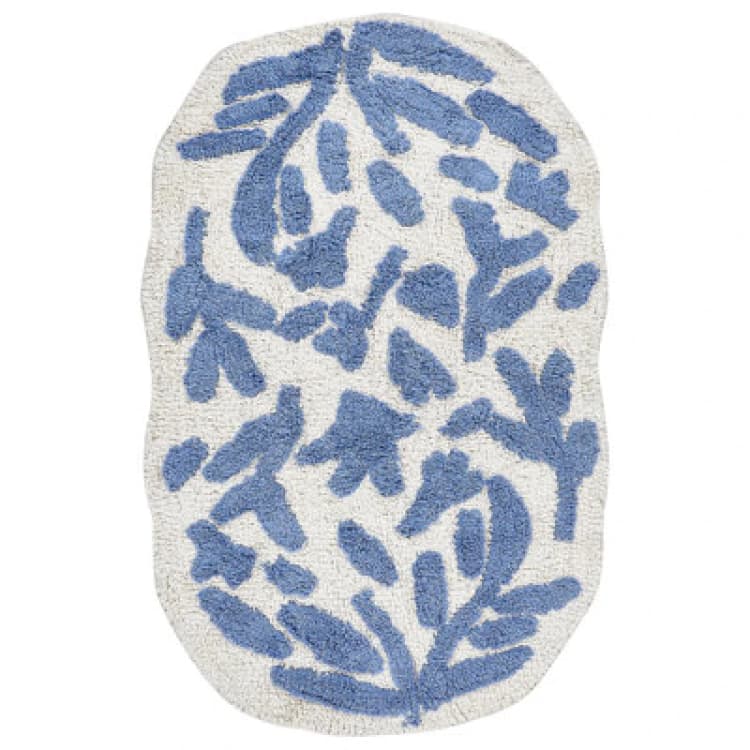 Image of Beliani Bath Mat Derik Blue 60 X 90 Cm Cotton