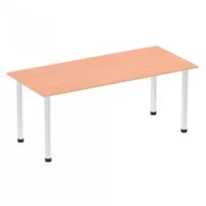 Image of Impulse 1800mm Straight Table Beech Top Chrome Post Leg