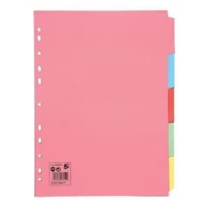 Image of 5 Star Subject Dividers Multipunched Manilla Board 5-Part A4 Assorted Pack 50