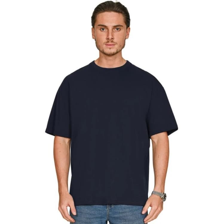 Image of Casual Classics Mens Combed Ringspun Cotton Oversized T-Shirt in Navy Size: XS Navy Male XS