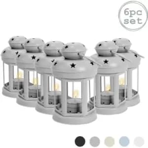 Image of Nicola Spring - Metal Hanging Tealight Lanterns - 16cm - Grey - Pack of 6