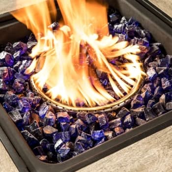 Image of 4 Kg Lava Rocks for Gas Fire Pit, Tempered Fire Glass, Safe for Outdoor Garden Gas Fire Pits, Blue - Blue - Teamson Home