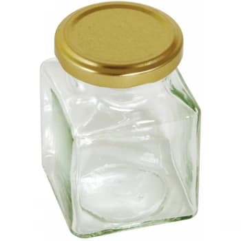 Image of Tala Square Preserve Jar With Gold Screw Top Lid 130ml