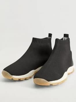Image of Mango Boys Sock Runner Trainers - Black, Size 10 Younger
