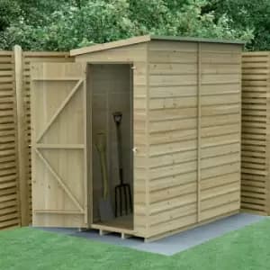 Image of 6' x 3' Forest Beckwood 25yr Guarantee Shiplap Windowless Pent Wooden Shed - Natural Timber