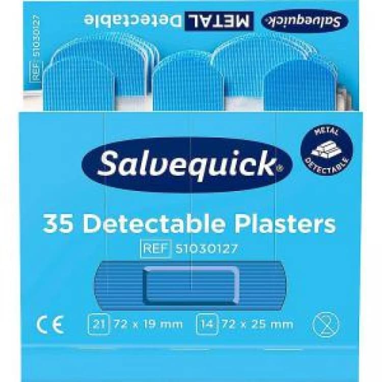 Image of Cederroth Salvequick Pilferproof Metal Detectable Blue Plasters Refill EXR62971FA