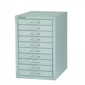 Image of Bisley Non-Locking Multi-Drawer Cabinet 10 Drawer Grey