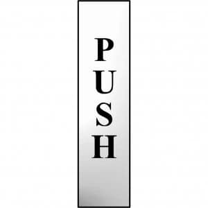 Image of Scan Chrome Effect Push Sign 50mm 200mm Standard