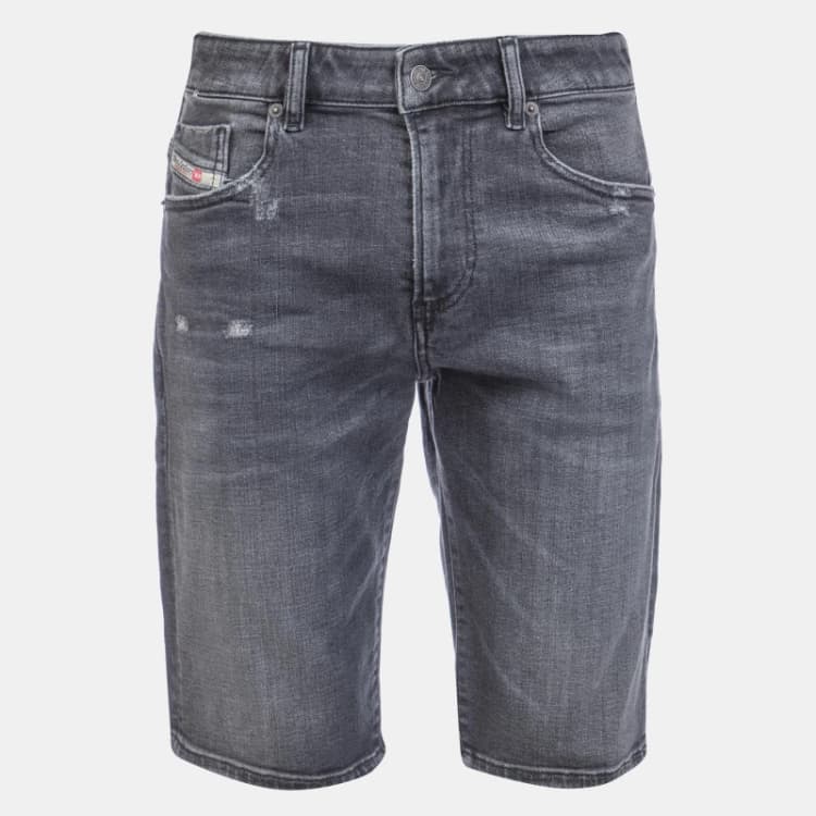 Image of Diesel Slim-Fit Denim Shorts Black Grey male 28L