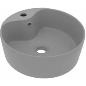 Image of Luxury Wash Basin with Overflow Matt Light Grey 36x13cm Ceramic Vidaxl Grey