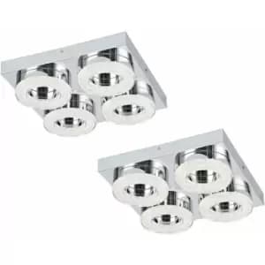 Image of Loops - 2 pack Wall Flush Ceiling Light Chrome Shade Chrome Clear Crystal LED 4x4W