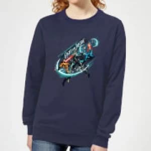 Image of Aquaman Fight for Justice Womens Sweatshirt - Navy - L