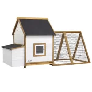 Image of Pawhut Chicken Coop Hen House With Outdoor Run Nesting Box Removable Tray Window